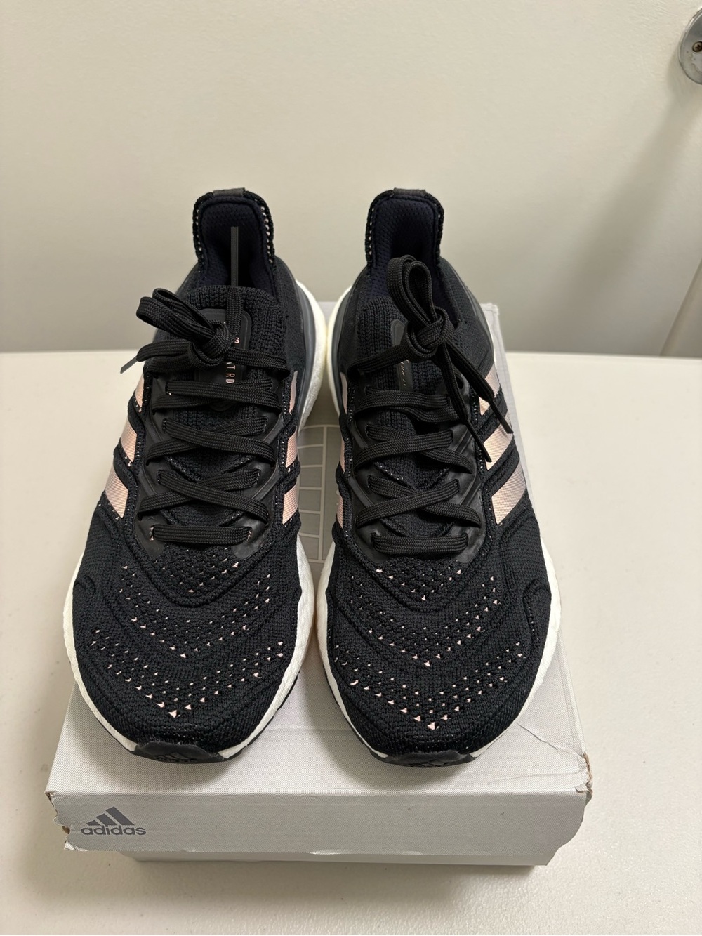 Adidas Ultraboost 22 Running Shoes - Black/Clear Orange/Crystal White - 7
